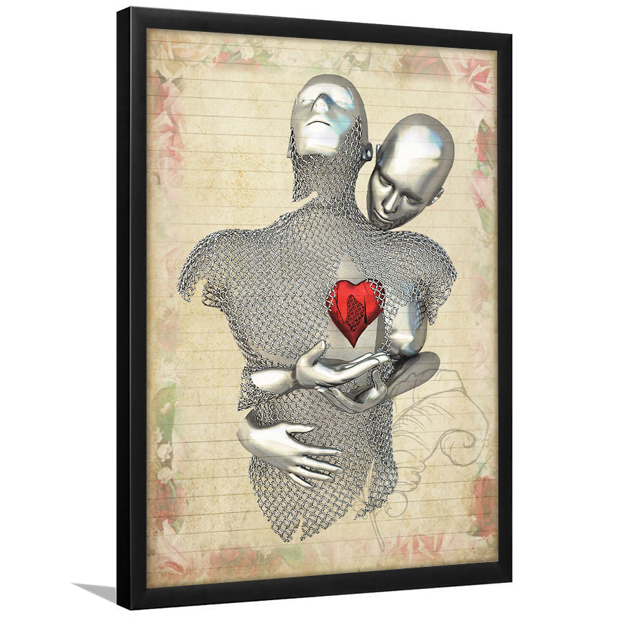 3D Effect Art Love Red Moon Heart Floral Paper V1 Framed Art Print Wall Decor - Painting Art,Framed Picture,Wall Art