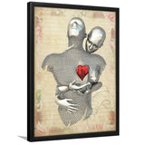 3D Effect Art Love Red Moon Heart Floral Paper V1 Framed Art Print Wall Decor - Painting Art,Framed Picture,Wall Art