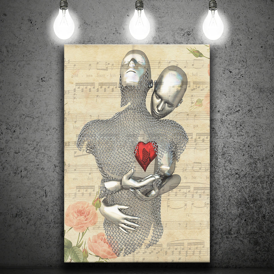 3D Effect Art Love Red Moon Heart Floral Paper Lyric Song V1 Canvas Prints Wall Art - Painting Canvas, Home Wall Decor, For Sale