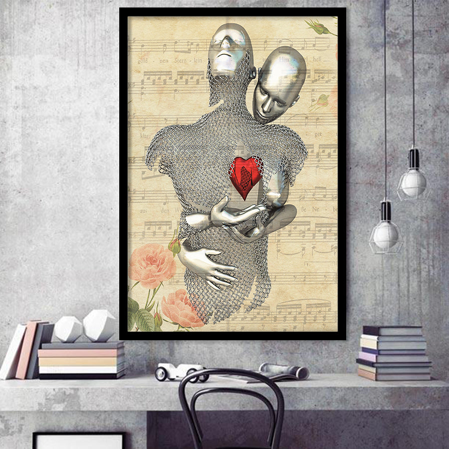 3D Effect Art Love Red Moon Heart Floral Paper Lyric Song V1 Framed Art Print Wall Decor - Painting Art,Framed Picture,Wall Art