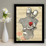 3D Effect Art Love Red Moon Heart Floral Paper Lyric Song V1 Framed Art Print Wall Decor - Painting Art,Framed Picture,Wall Art