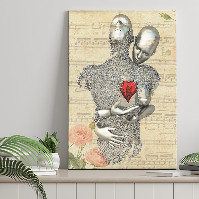 3D Effect Art Love Red Moon Heart Floral Paper Lyric Song V1 Canvas Prints Wall Art - Painting Canvas, Home Wall Decor, For Sale