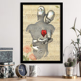 3D Effect Art Love Red Moon Heart Floral Paper Lyric Song V1 Framed Art Print Wall Decor - Painting Art,Framed Picture,Wall Art