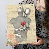 3D Effect Art Love Red Moon Heart Floral Paper Lyric Song V1 Canvas Prints Wall Art - Painting Canvas, Home Wall Decor, For Sale