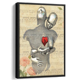 3D Effect Art Love Red Moon Heart Floral Paper Lyric Song V1 Framed Canvas Prints Wall Art - Painting Canvas,Floating Frame, Wall Decor