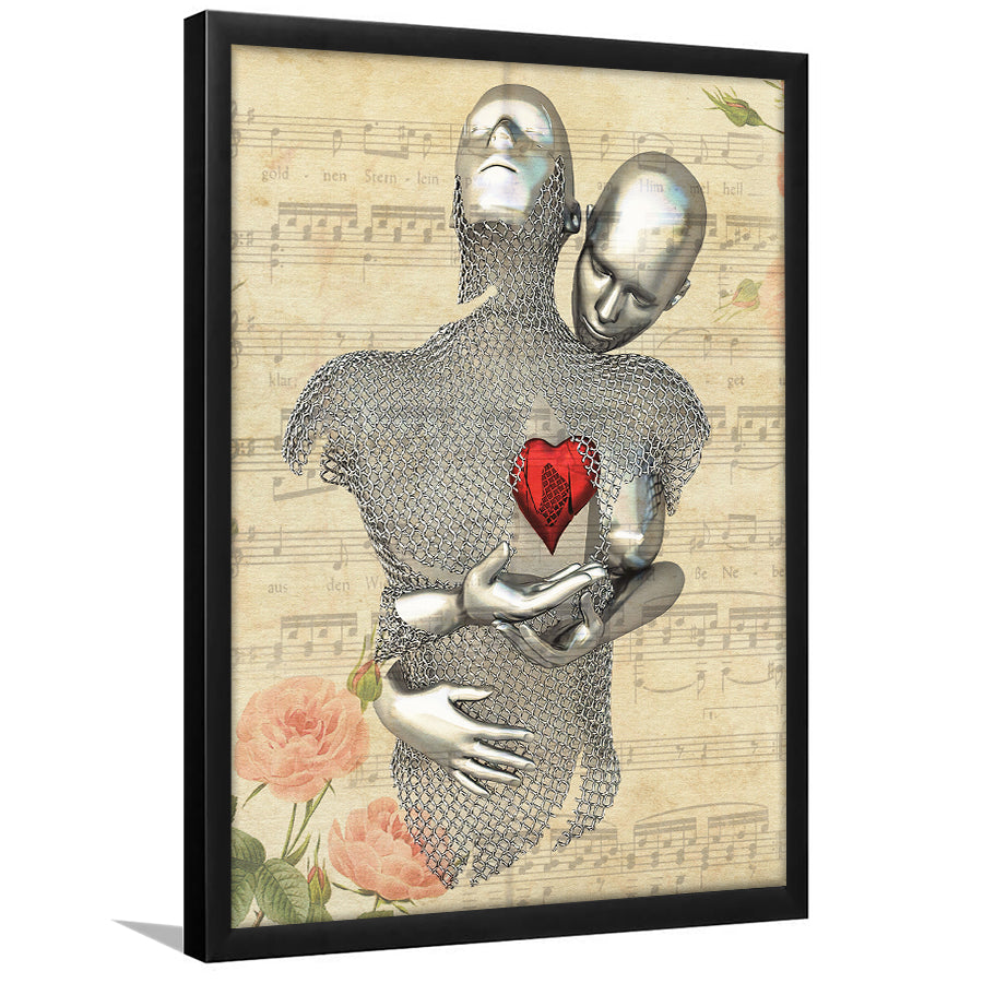 3D Effect Art Love Red Moon Heart Floral Paper Lyric Song V1 Framed Art Print Wall Decor - Painting Art,Framed Picture,Wall Art