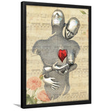 3D Effect Art Love Red Moon Heart Floral Paper Lyric Song V1 Framed Art Print Wall Decor - Painting Art,Framed Picture,Wall Art