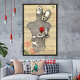 3D Effect Art Love Red Moon Heart Floral Paper Lyric Song V1 Framed Art Print Wall Decor - Painting Art,Framed Picture,Wall Art