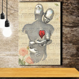 3D Effect Art Love Red Moon Heart Floral Paper Lyric Song V1 Canvas Prints Wall Art - Painting Canvas, Home Wall Decor, For Sale