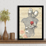 3D Effect Art Love Red Moon Heart Floral Paper Lyric Song V1 Framed Canvas Prints Wall Art - Painting Canvas,Floating Frame, Wall Decor