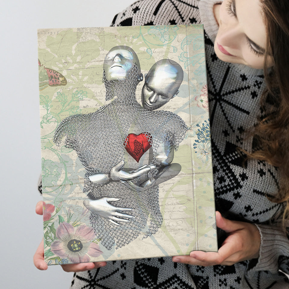 3D Effect Art Love Red Moon Heart Floral Paper Lyric Song V2 Canvas Prints Wall Art - Painting Canvas, Home Wall Decor, For Sale