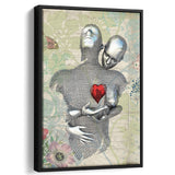 3D Effect Art Love Red Moon Heart Floral Paper Lyric Song V2 Framed Canvas Prints Wall Art - Painting Canvas,Floating Frame, Wall Decor