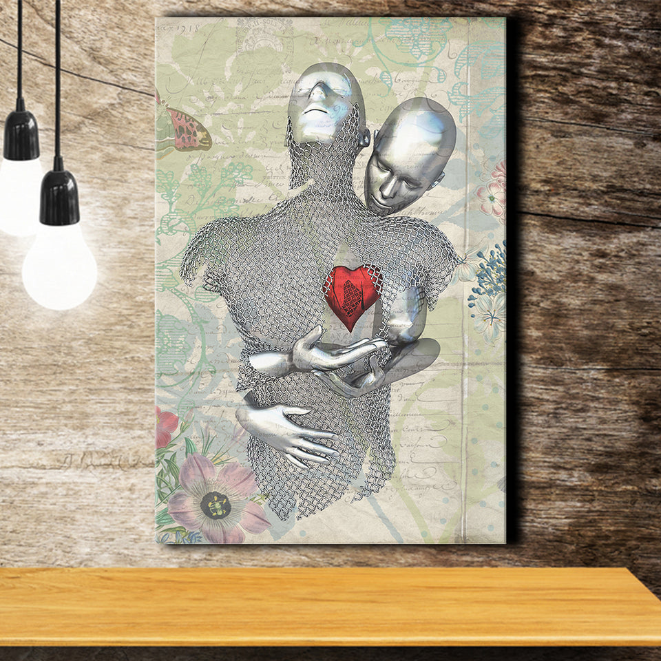 3D Effect Art Love Red Moon Heart Floral Paper Lyric Song V2 Canvas Prints Wall Art - Painting Canvas, Home Wall Decor, For Sale