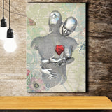 3D Effect Art Love Red Moon Heart Floral Paper Lyric Song V2 Canvas Prints Wall Art - Painting Canvas, Home Wall Decor, For Sale