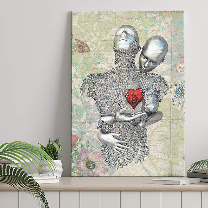 3D Effect Art Love Red Moon Heart Floral Paper Lyric Song V2 Canvas Prints Wall Art - Painting Canvas, Home Wall Decor, For Sale