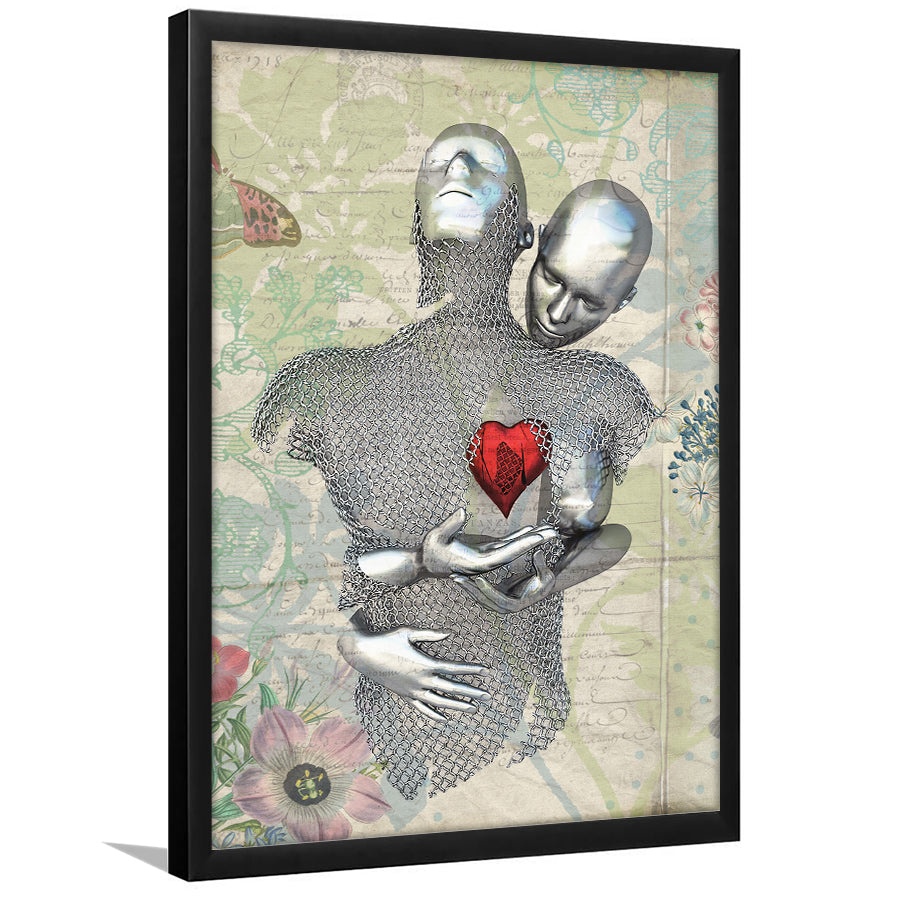 3D Effect Art Love Red Moon Heart Floral Paper Lyric Song V2 Framed Art Print Wall Decor - Painting Art,Framed Picture,Wall Art