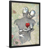 3D Effect Art Love Red Moon Heart Floral Paper Lyric Song V2 Framed Art Print Wall Decor - Painting Art,Framed Picture,Wall Art