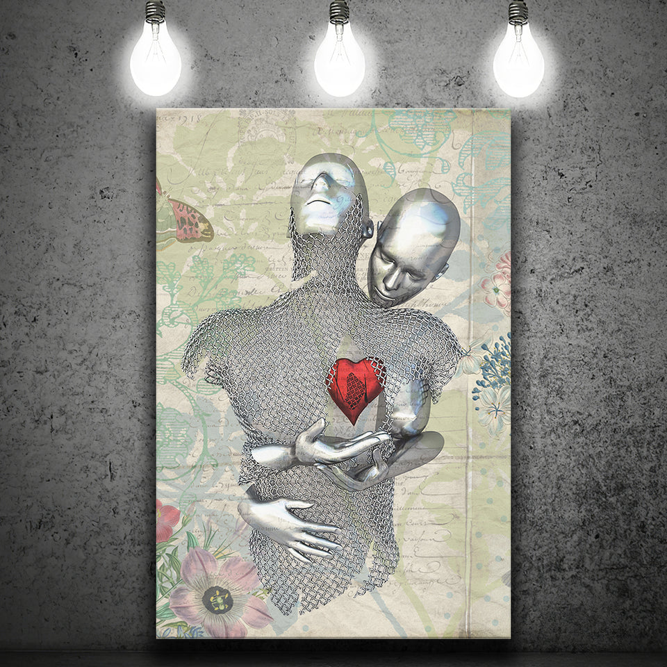 3D Effect Art Love Red Moon Heart Floral Paper Lyric Song V2 Canvas Prints Wall Art - Painting Canvas, Home Wall Decor, For Sale