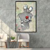 3D Effect Art Love Red Moon Heart Floral Paper Lyric Song V2 Framed Canvas Prints Wall Art - Painting Canvas,Floating Frame, Wall Decor