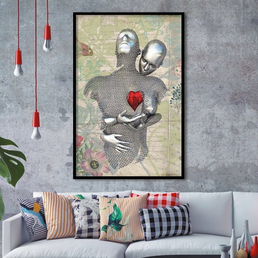 3D Effect Art Love Red Moon Heart Floral Paper Lyric Song V2 Framed Art Print Wall Decor - Painting Art,Framed Picture,Wall Art