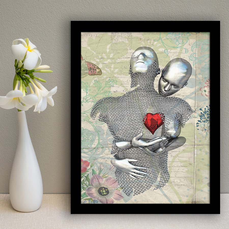3D Effect Art Love Red Moon Heart Floral Paper Lyric Song V2 Framed Art Print Wall Decor - Painting Art,Framed Picture,Wall Art