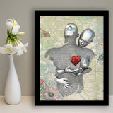 3D Effect Art Love Red Moon Heart Floral Paper Lyric Song V2 Framed Art Print Wall Decor - Painting Art,Framed Picture,Wall Art