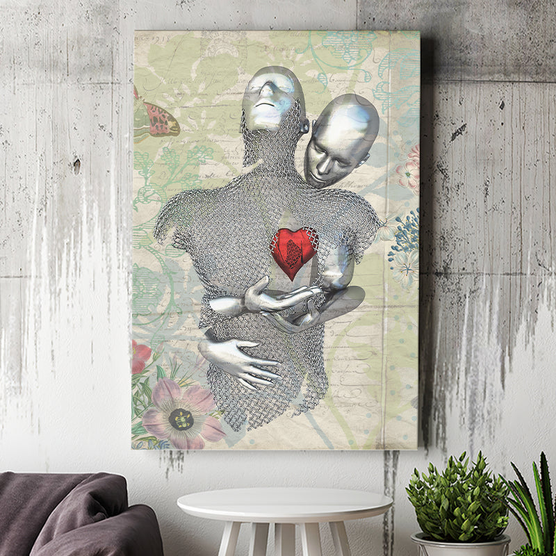 3D Effect Art Love Red Moon Heart Floral Paper Lyric Song V2 Canvas Prints Wall Art - Painting Canvas, Home Wall Decor, For Sale