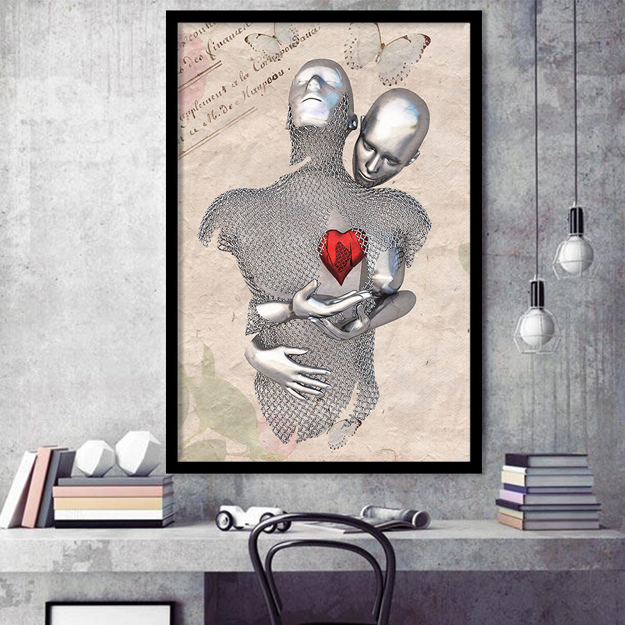 3D Effect Art Love Red Moon Heart Floral Paper Lyric Song V3 Framed Art Print Wall Decor - Painting Art,Framed Picture,Wall Art