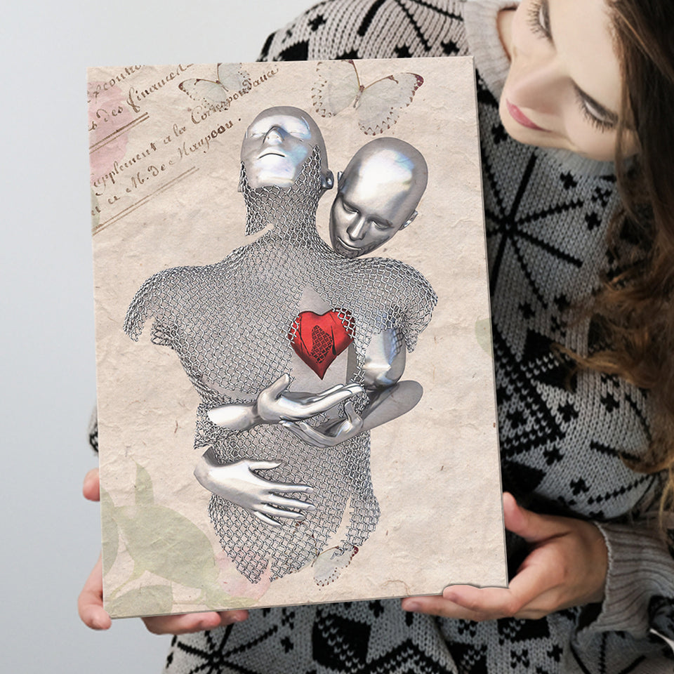 3D Effect Art Love Red Moon Heart Floral Paper Lyric Song V3 Canvas Prints Wall Art - Painting Canvas, Home Wall Decor, For Sale