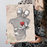 3D Effect Art Love Red Moon Heart Floral Paper Lyric Song V3 Canvas Prints Wall Art - Painting Canvas, Home Wall Decor, For Sale