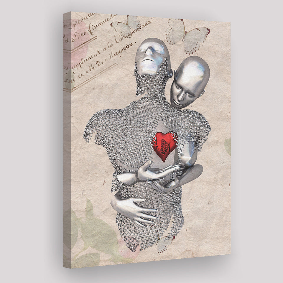 3D Effect Art Love Red Moon Heart Floral Paper Lyric Song V3 Canvas Prints Wall Art - Painting Canvas, Home Wall Decor, For Sale