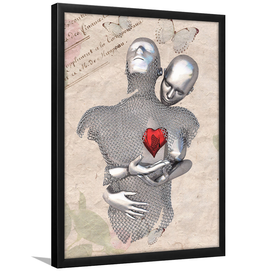 3D Effect Art Love Red Moon Heart Floral Paper Lyric Song V3 Framed Art Print Wall Decor - Painting Art,Framed Picture,Wall Art