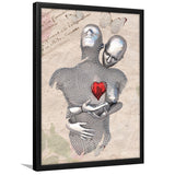 3D Effect Art Love Red Moon Heart Floral Paper Lyric Song V3 Framed Art Print Wall Decor - Painting Art,Framed Picture,Wall Art