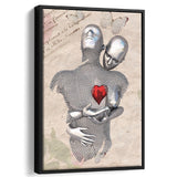 3D Effect Art Love Red Moon Heart Floral Paper Lyric Song V3 Framed Canvas Prints Wall Art - Painting Canvas,Floating Frame, Wall Decor