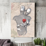 3D Effect Art Love Red Moon Heart Floral Paper Lyric Song V3 Canvas Prints Wall Art - Painting Canvas, Home Wall Decor, For Sale