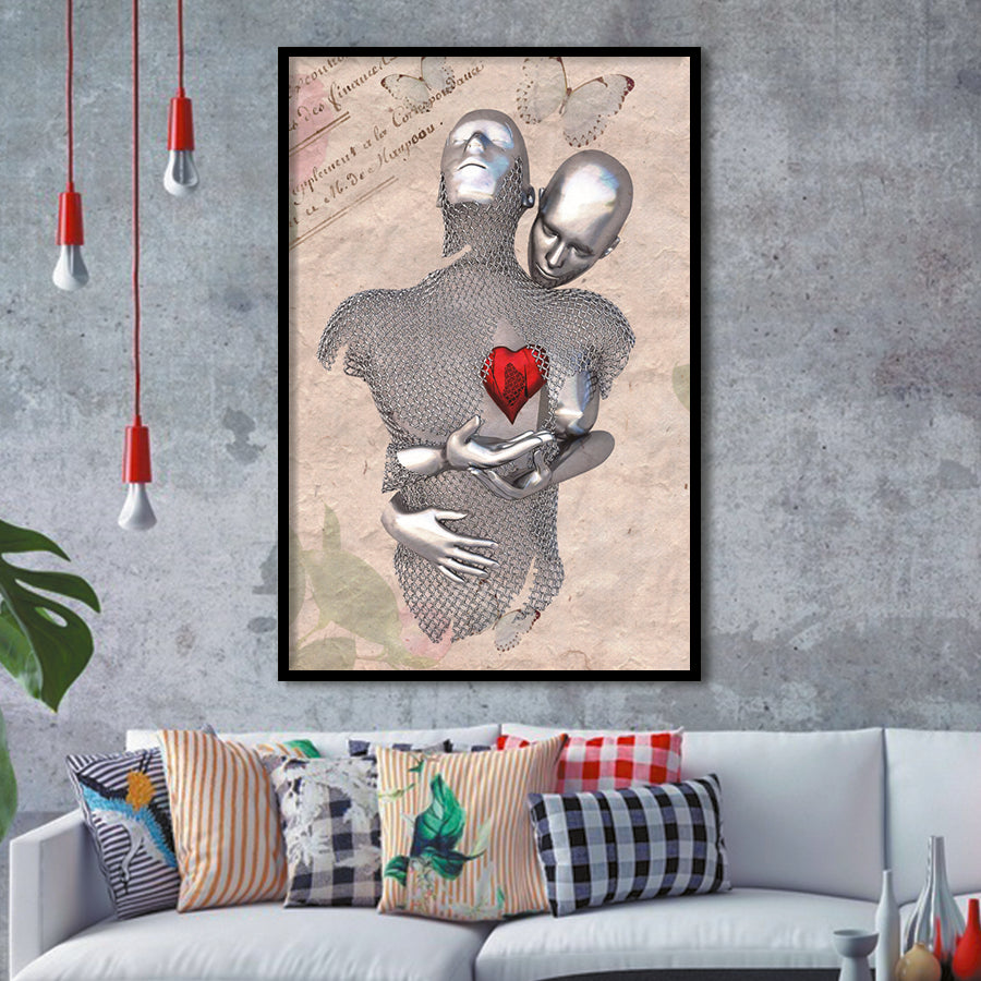 3D Effect Art Love Red Moon Heart Floral Paper Lyric Song V3 Framed Art Print Wall Decor - Painting Art,Framed Picture,Wall Art