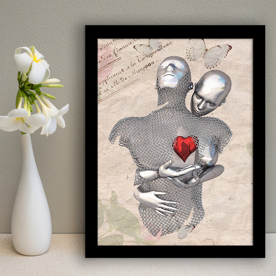3D Effect Art Love Red Moon Heart Floral Paper Lyric Song V3 Framed Art Print Wall Decor - Painting Art,Framed Picture,Wall Art