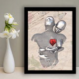 3D Effect Art Love Red Moon Heart Floral Paper Lyric Song V3 Framed Art Print Wall Decor - Painting Art,Framed Picture,Wall Art