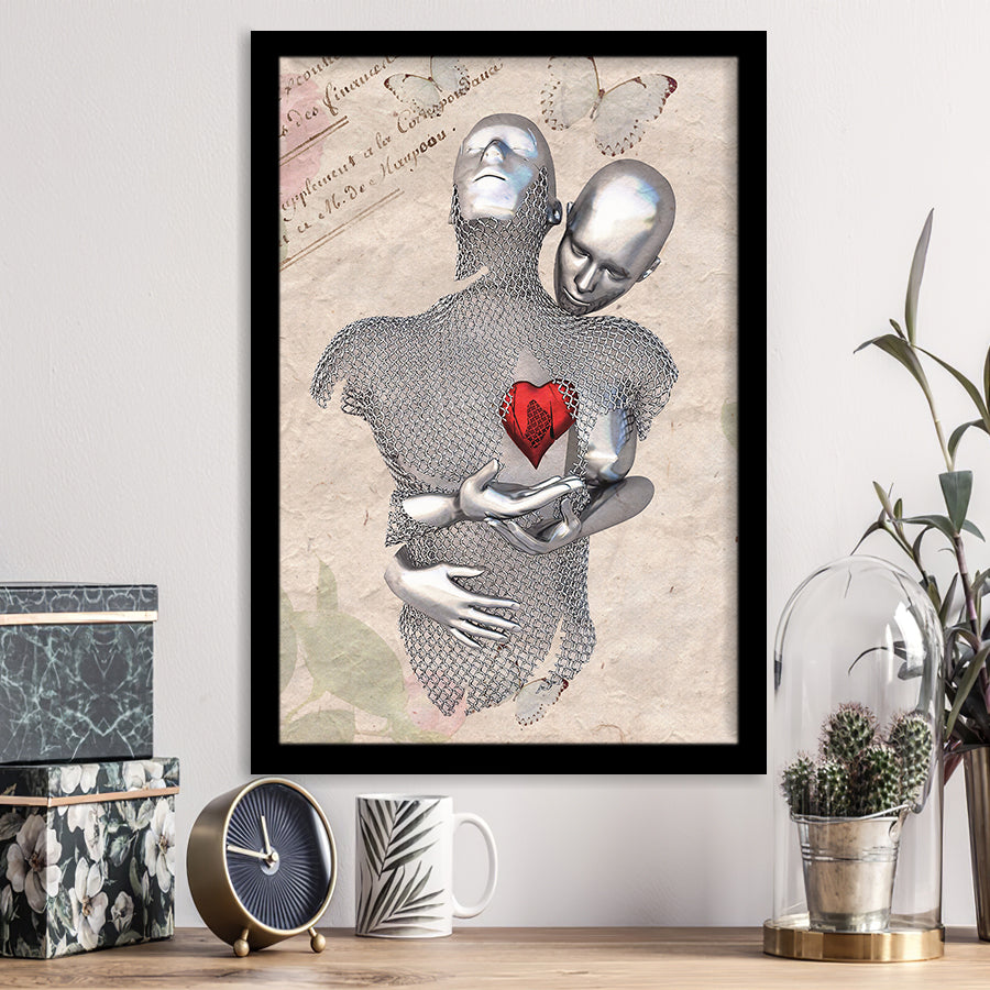 3D Effect Art Love Red Moon Heart Floral Paper Lyric Song V3 Framed Art Print Wall Decor - Painting Art,Framed Picture,Wall Art