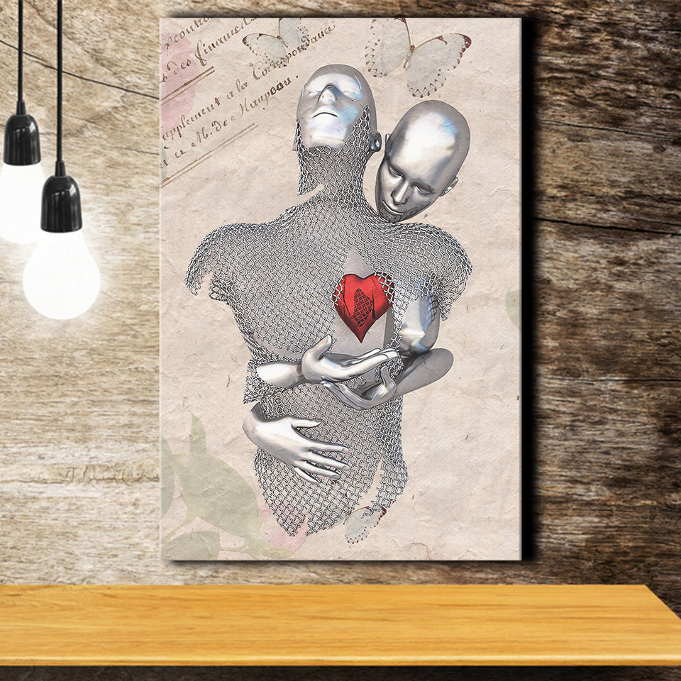 3D Effect Art Love Red Moon Heart Floral Paper Lyric Song V3 Canvas Prints Wall Art - Painting Canvas, Home Wall Decor, For Sale