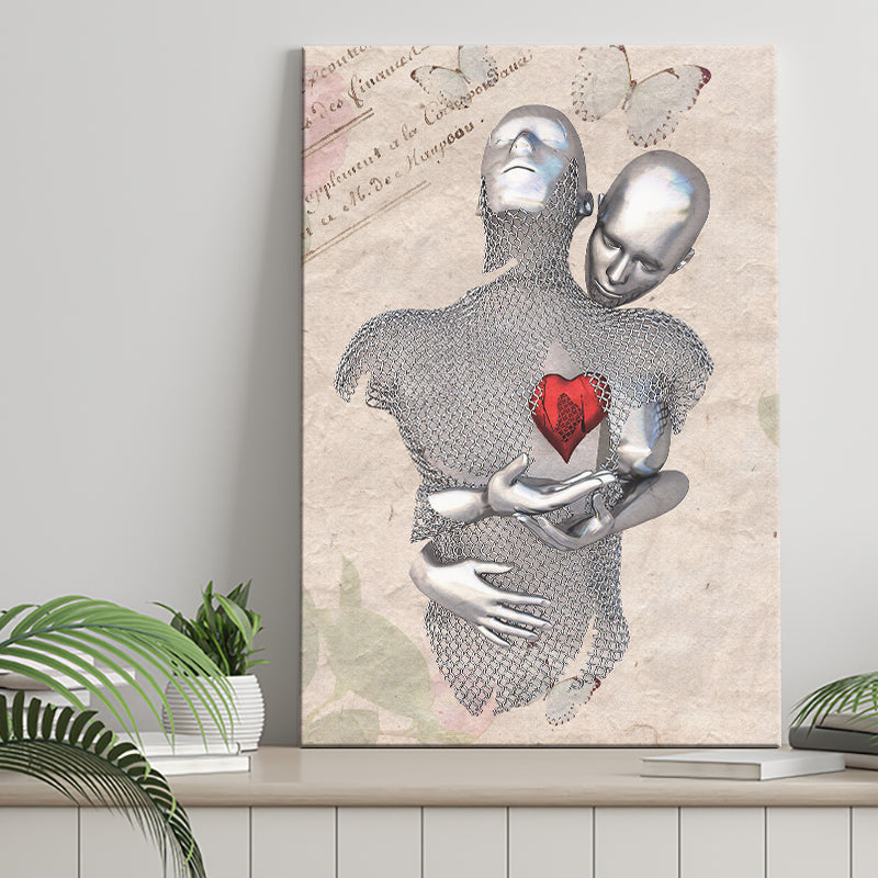 3D Effect Art Love Red Moon Heart Floral Paper Lyric Song V3 Canvas Prints Wall Art - Painting Canvas, Home Wall Decor, For Sale