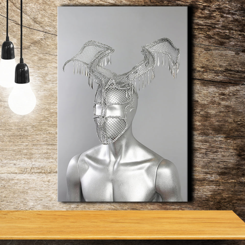 3D Effect Art Omar António Metal Head Canvas Prints Wall Art - Painting Canvas, Home Wall Decor, Painting Prints, For Sale