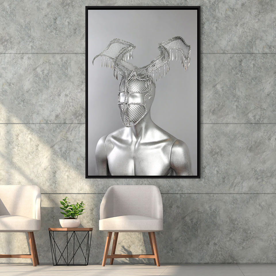 3D Effect Art Omar António Metal Head Framed Canvas Prints Wall Art - Painting Canvas, Floating Frame, Painting Prints, For Sale