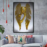 3D Effect Art Split Face With Angel Wings Gold Color Framed Art Prints Wall Decor - Painting Prints, Wall Art, Framed Picture, For Sale