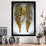 3D Effect Art Split Face With Angel Wings Gold Color Framed Art Prints Wall Decor - Painting Prints, Wall Art, Framed Picture, For Sale