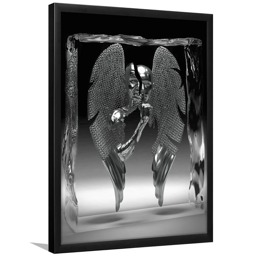 3D Effect Art Split Face With Angel Wings Framed Art Prints Wall Decor - Painting Prints, Wall Art, Framed Picture, For Sale