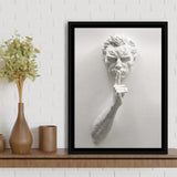 3D Effect Hush Man Canvas Print, Man Statue Framed Canvas Prints Wall Art Home Decor, Floating Frame