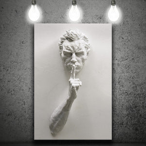3D Effect Hush Man Canvas Print, Man Statue Canvas Prints Wall Art Home Decor