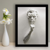 3D Effect Hush Man Canvas Print, Man Statue Framed Art Print Wall Art Decor,Framed Picture