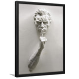 3D Effect Hush Man Canvas Print, Man Statue Framed Art Print Wall Art Decor,Framed Picture